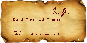 Korényi Jázmin névjegykártya